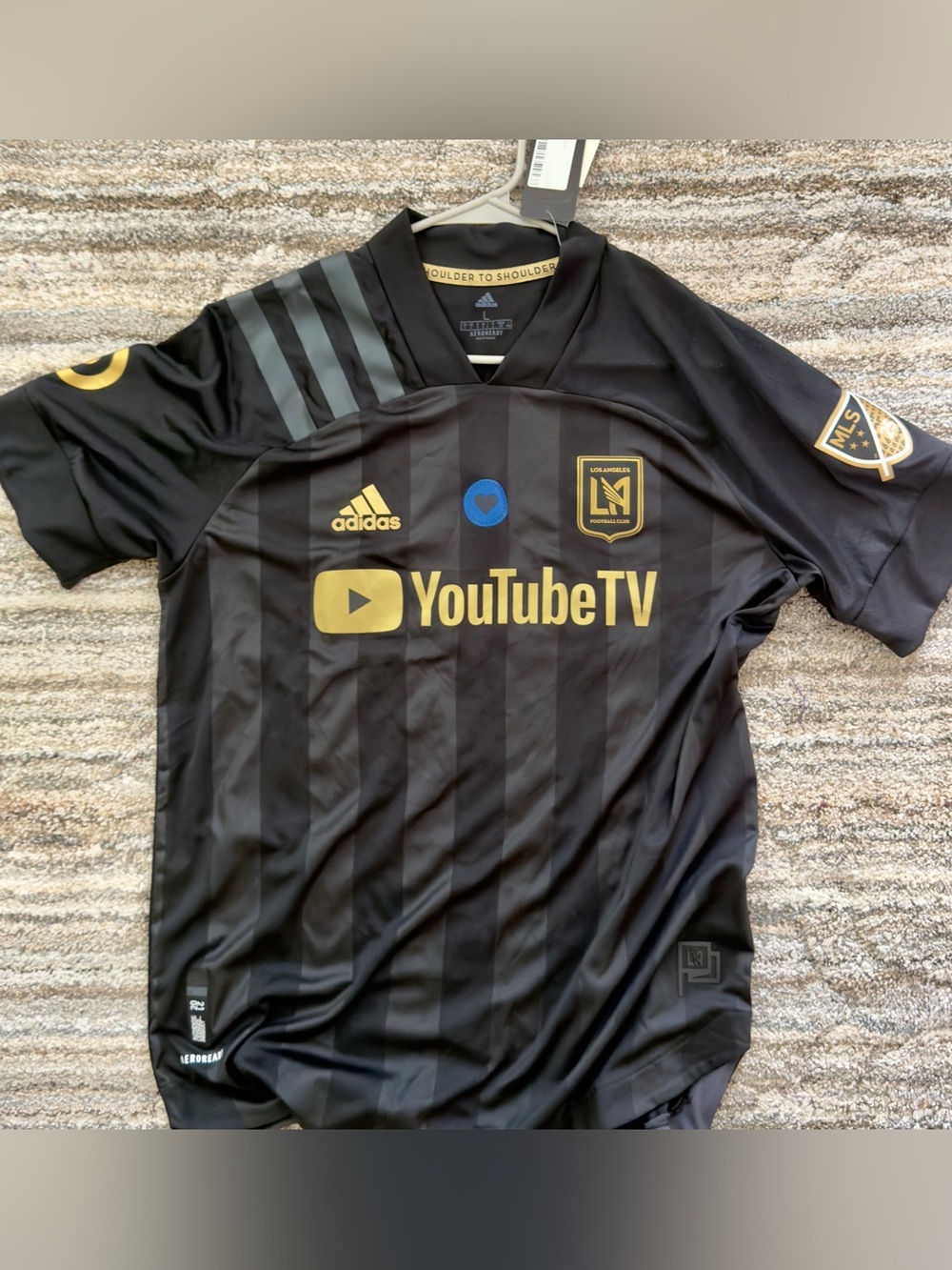 NWT Adidas LAFC Authentic Shoulder to Shoulder Jersey Black Gold Large